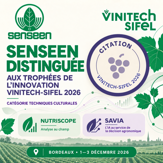 Senseen reçoit une citation aux Trophées de l'Innovation Vinitech-Sifel 2026